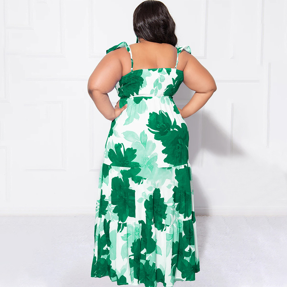 Large yard irregular dress flat shoulder long dress