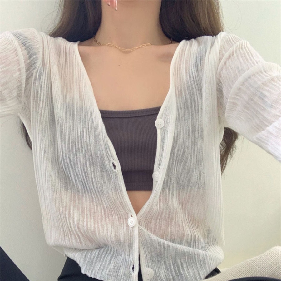 Long sleeve V-neck tops ice silk shirts for women