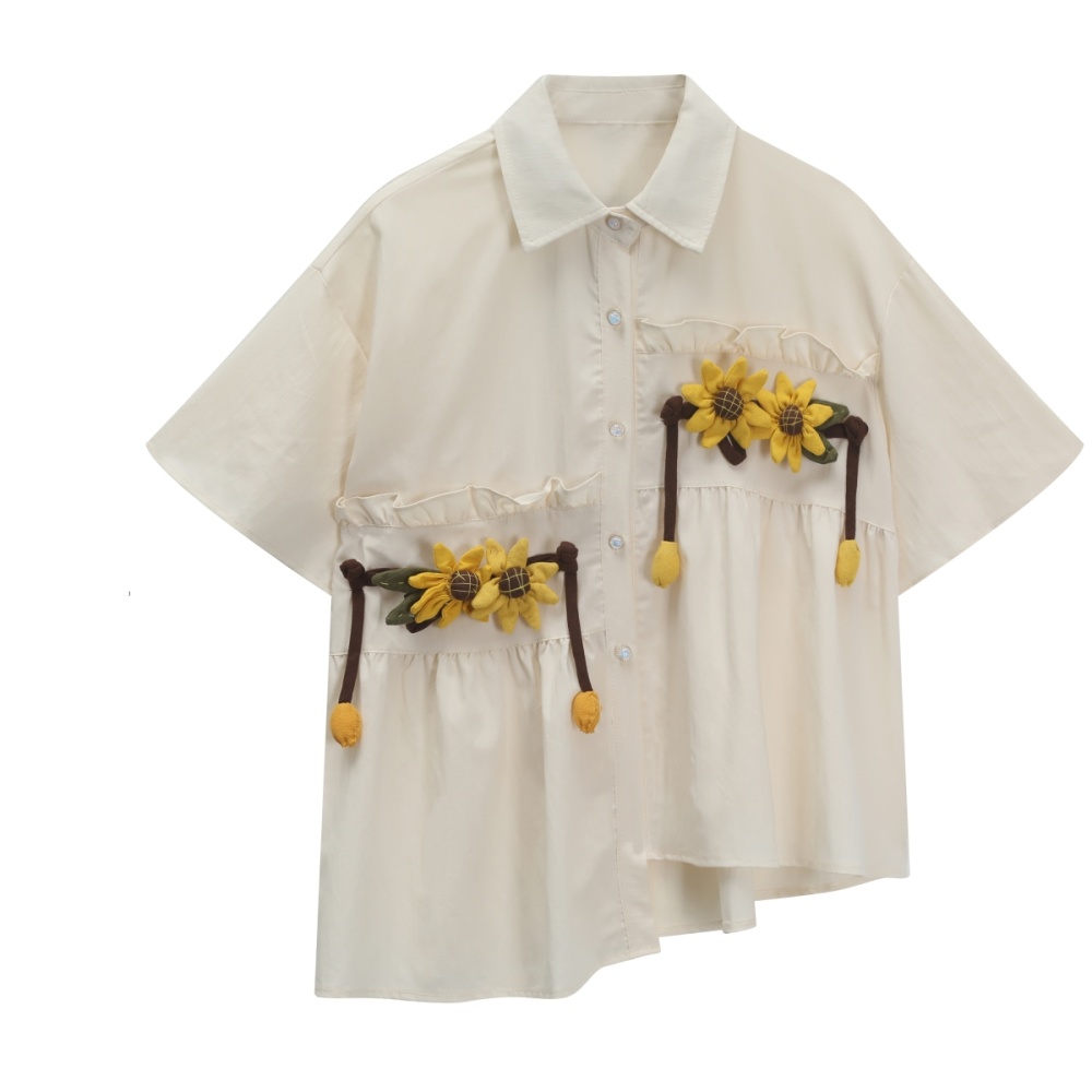 Summer daisy Western style shirt nylon short sleeve tops