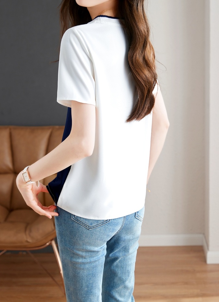 Summer simple T-shirt short sleeve splice tops