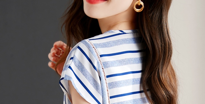 Cover belly stripe tops loose T-shirt for women