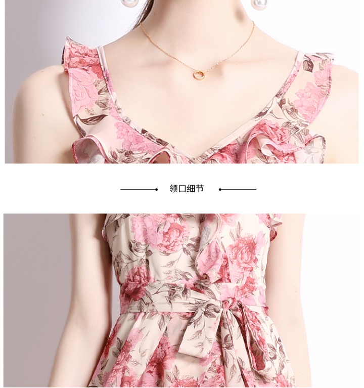 Sweet temperament dress floral long dress for women