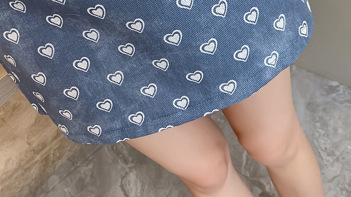 Summer printing short skirt lapel tops 2pcs set