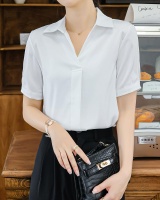 Square collar blue tops summer simple shirt for women