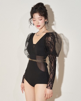 Black vacation conjoined spring swimwear