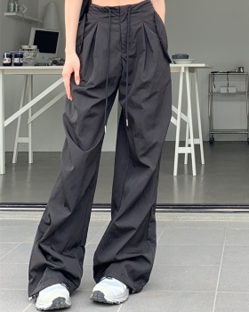 Spring wicking wide leg pants retro straight casual pants