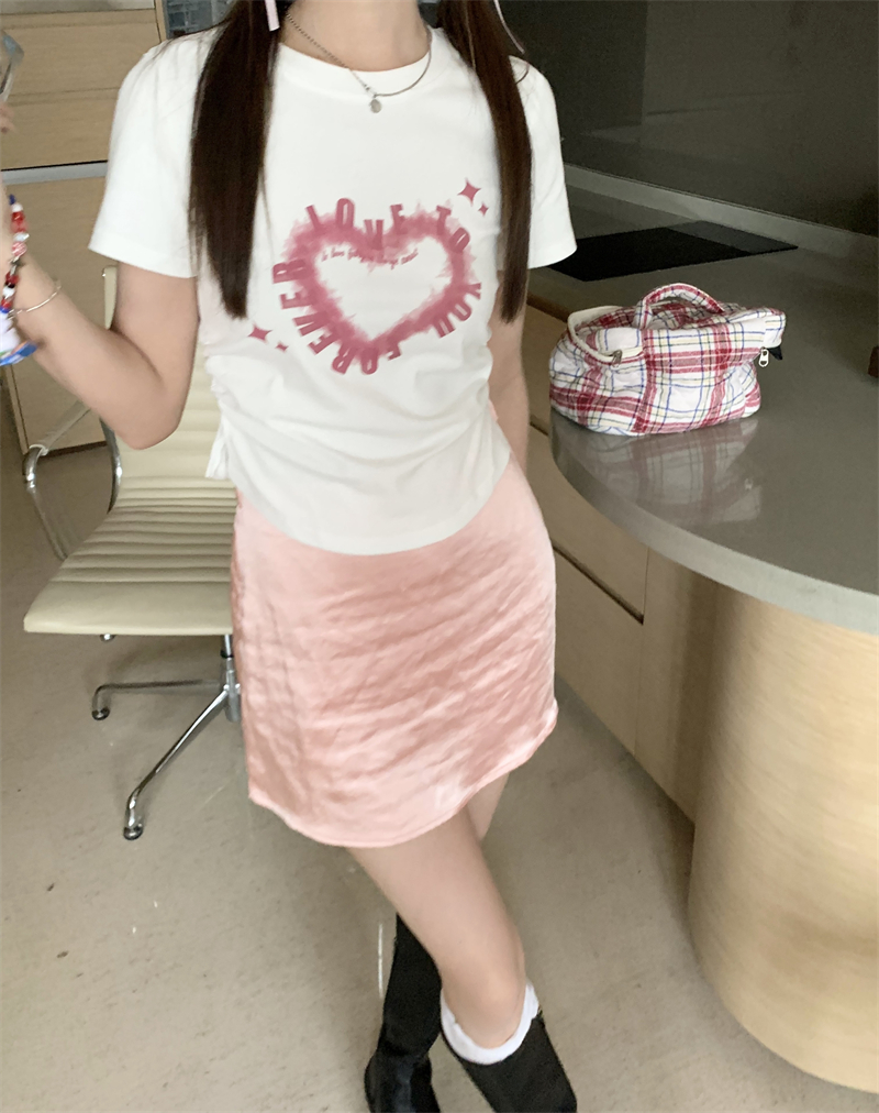 All-match letters printing summer T-shirt for women