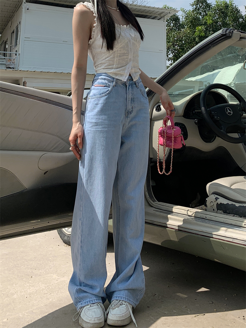 Spring and summer wide leg jeans high waist pants for women