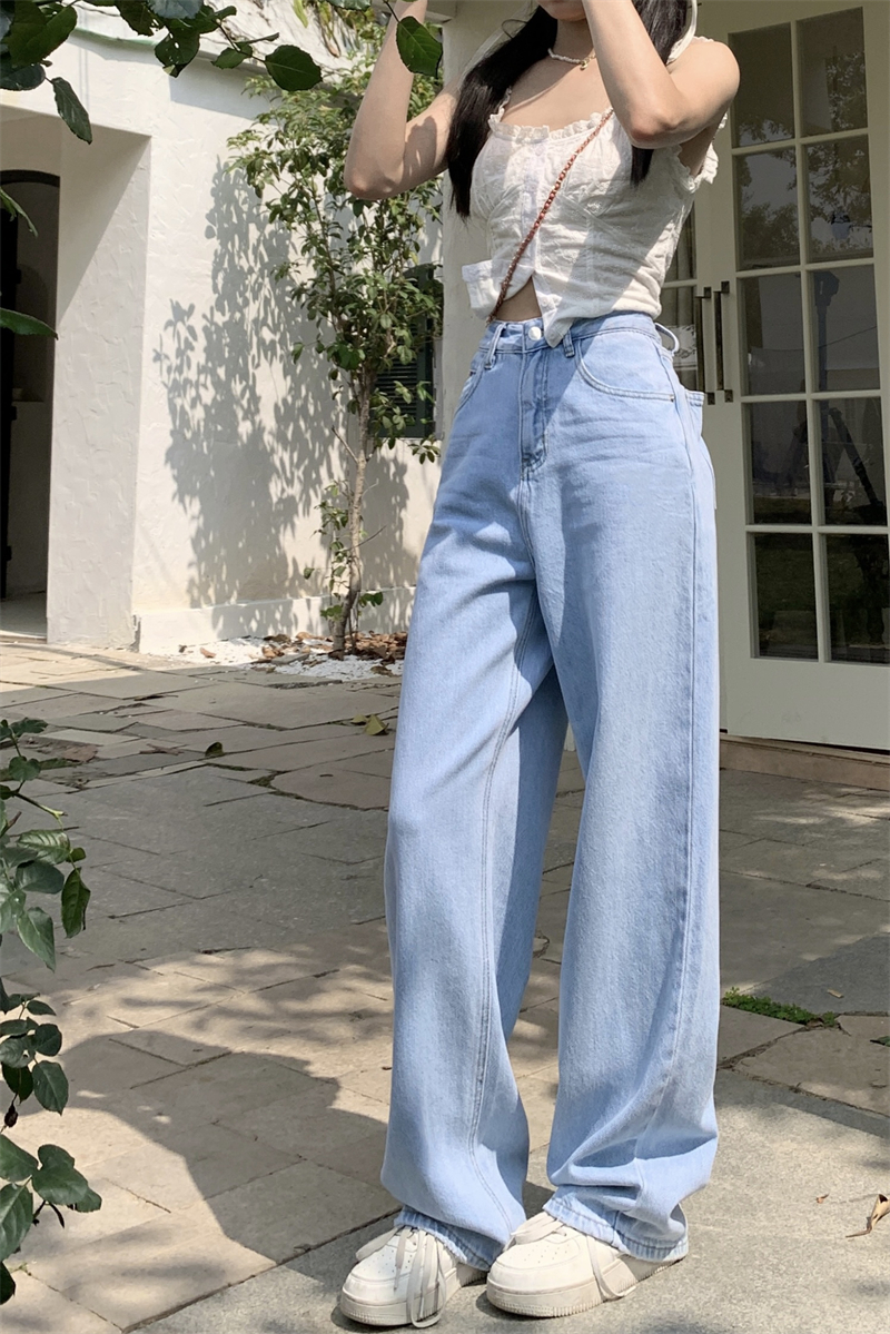 Spring and summer wide leg jeans high waist pants for women