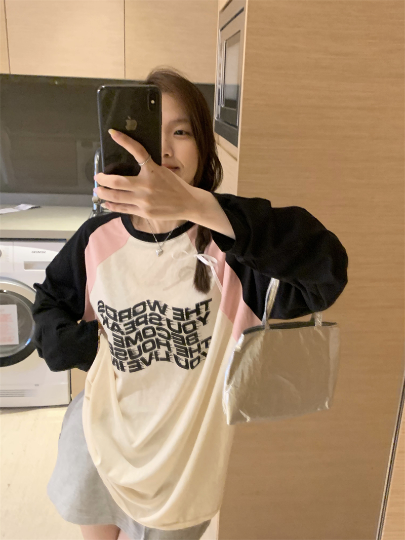 Loose printing tops letters T-shirt for women