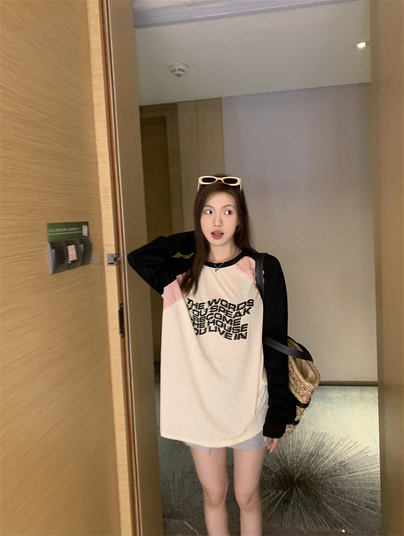 Loose printing tops letters T-shirt for women
