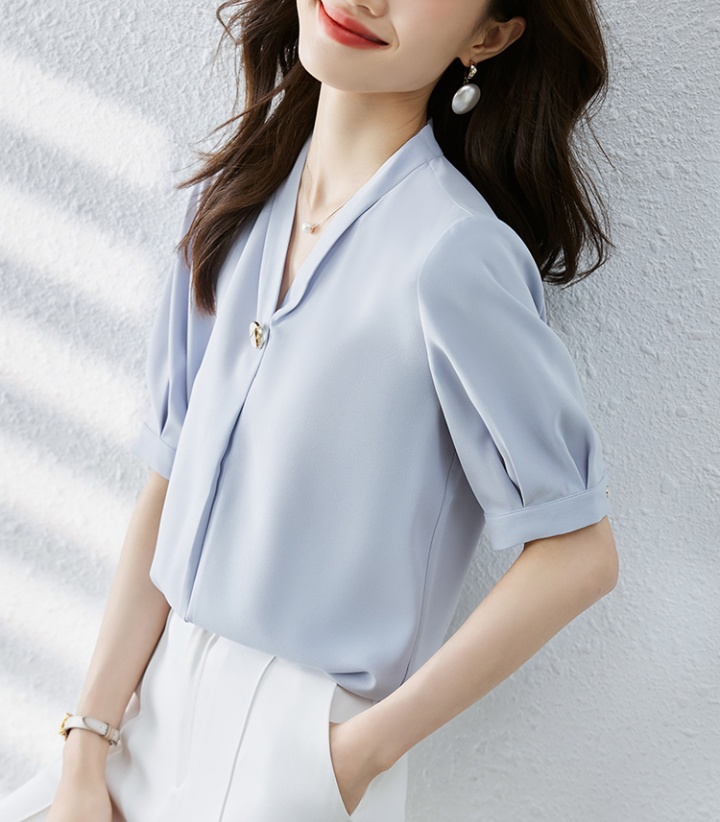 Satin all-match tops summer Korean style shirt for women