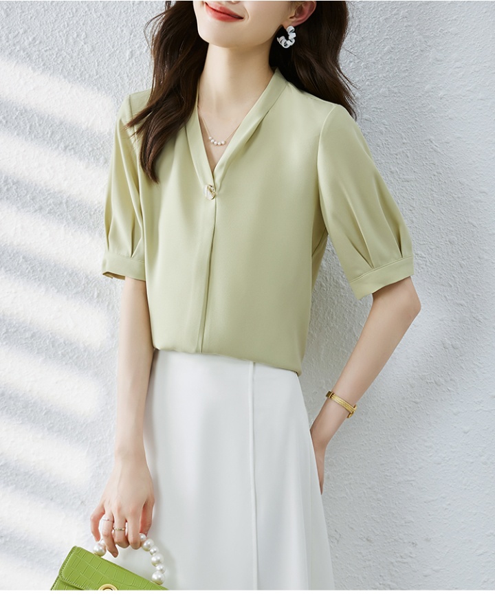 Satin all-match tops summer Korean style shirt for women