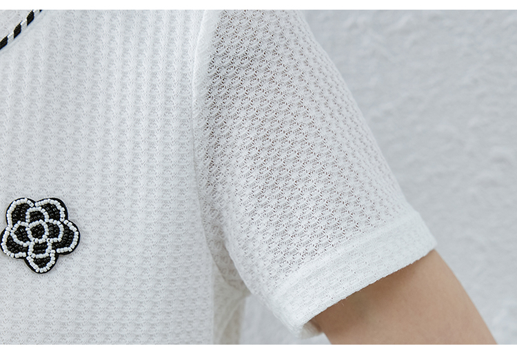 All-match Korean style short sleeve splice T-shirt for women