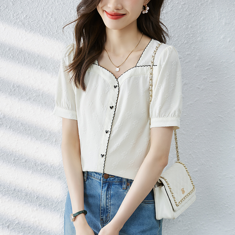 Korean style tops short sleeve shirt for women
