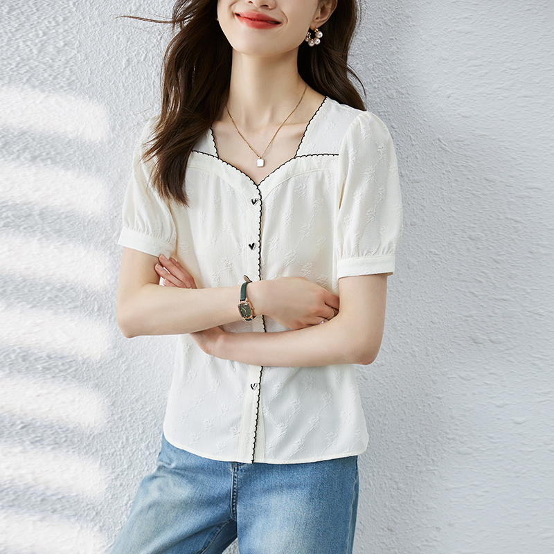 Korean style tops short sleeve shirt for women