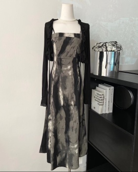 Summer retro Chinese style ink long sling dress