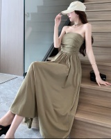 Pinched waist summer long dress slim dress for women