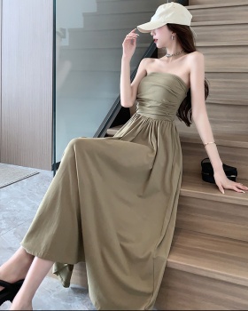 Pinched waist summer long dress slim dress for women