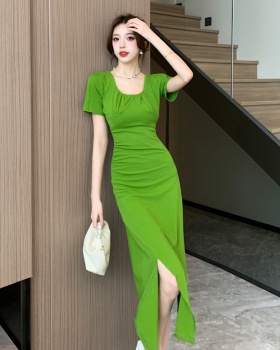 France style square collar package hip slim dress for women
