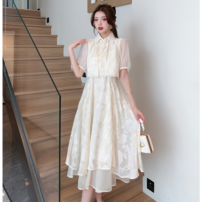 Chinese style dress fashion cardigan 2pcs set for women