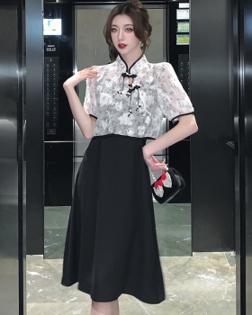 Fashion summer smock Chinese style sling dress 2pcs set