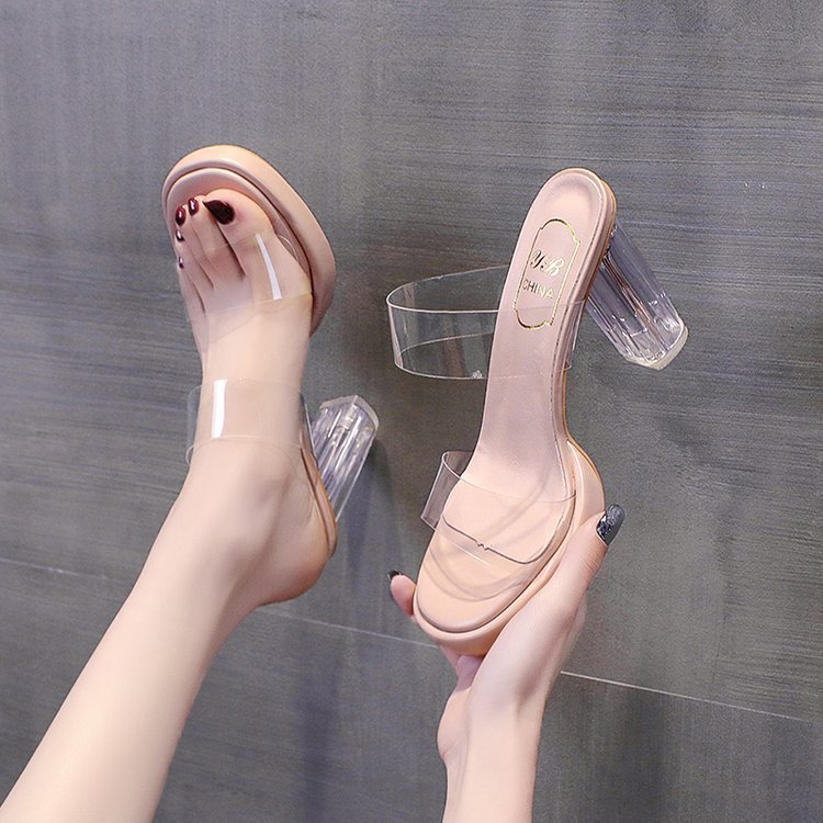 High-heeled slippers platform for women