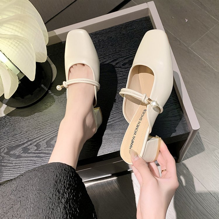 Middle-heel fashion spring and summer slippers for women