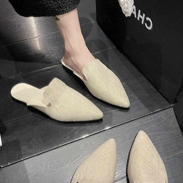 Summer Korean style flat pointed slippers for women