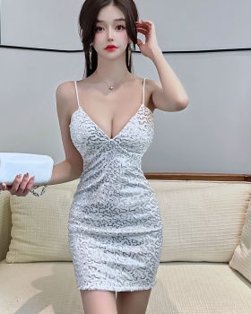 Low-cut sexy sling overalls splice V-neck dress