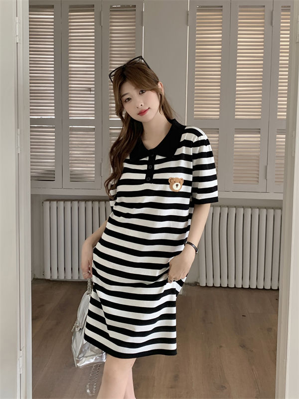 Summer stripe loose long dress for women