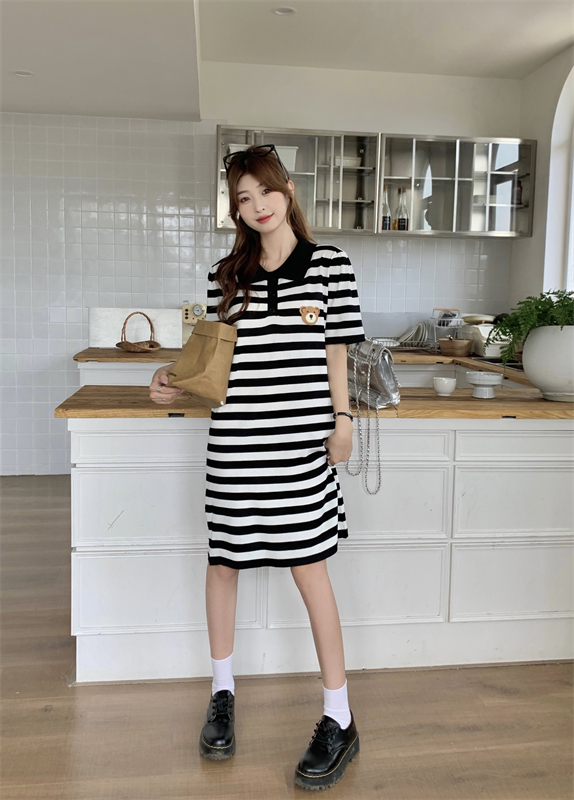 Summer stripe loose long dress for women