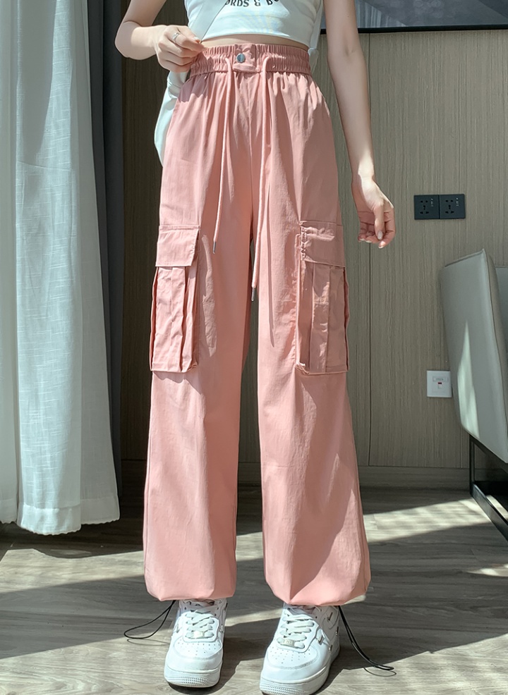 Wide leg drape Casual work pants pink summer sweatpants