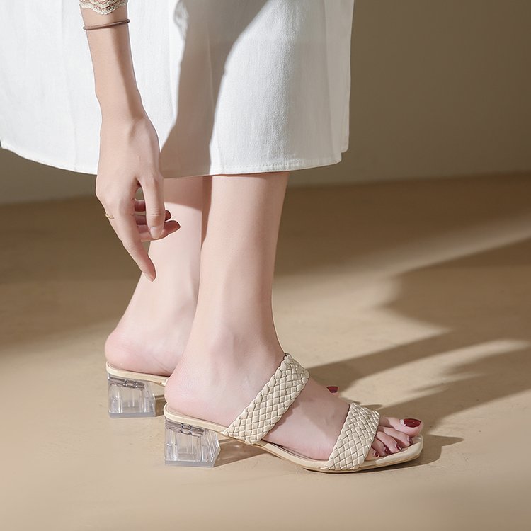 Fashion shoes middle-heel slippers for women