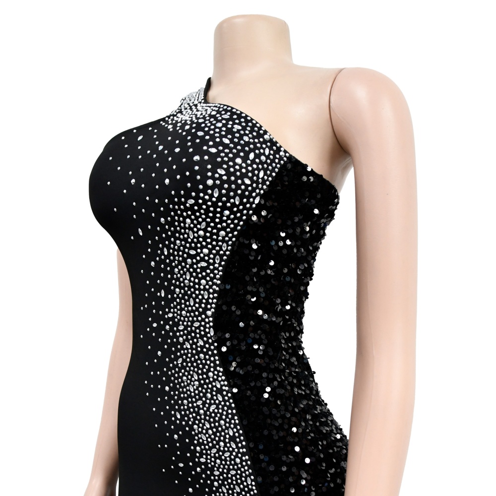 Pure sequins dress rhinestone fashion long dress for women