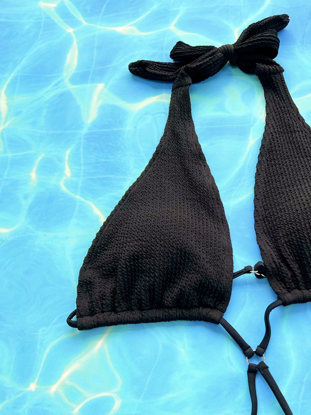 Black bikini V-neck European style swimwear for women