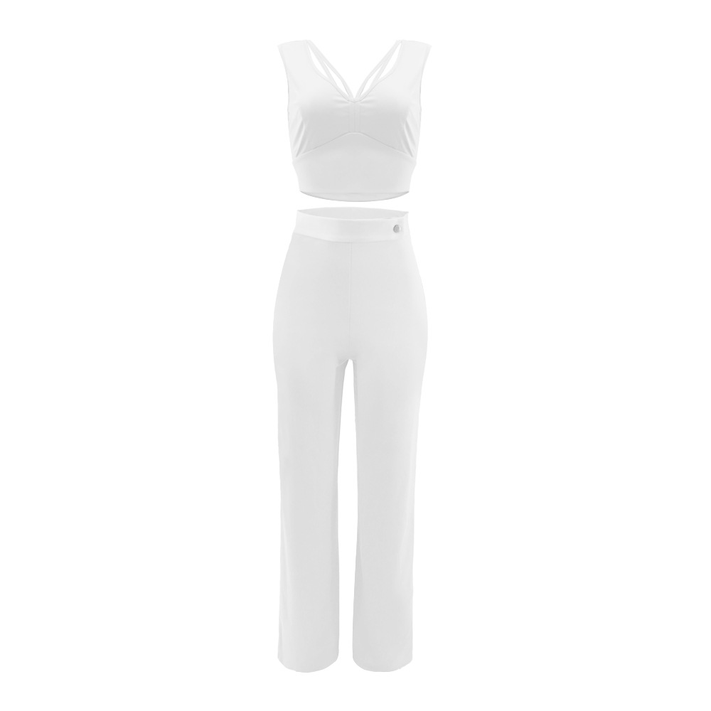 Straight pants vest 2pcs set for women