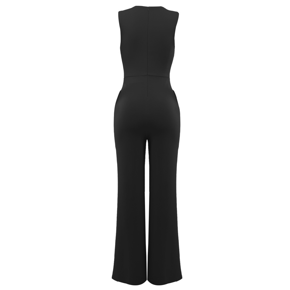 All-match fashion sleeveless loose European style jumpsuit