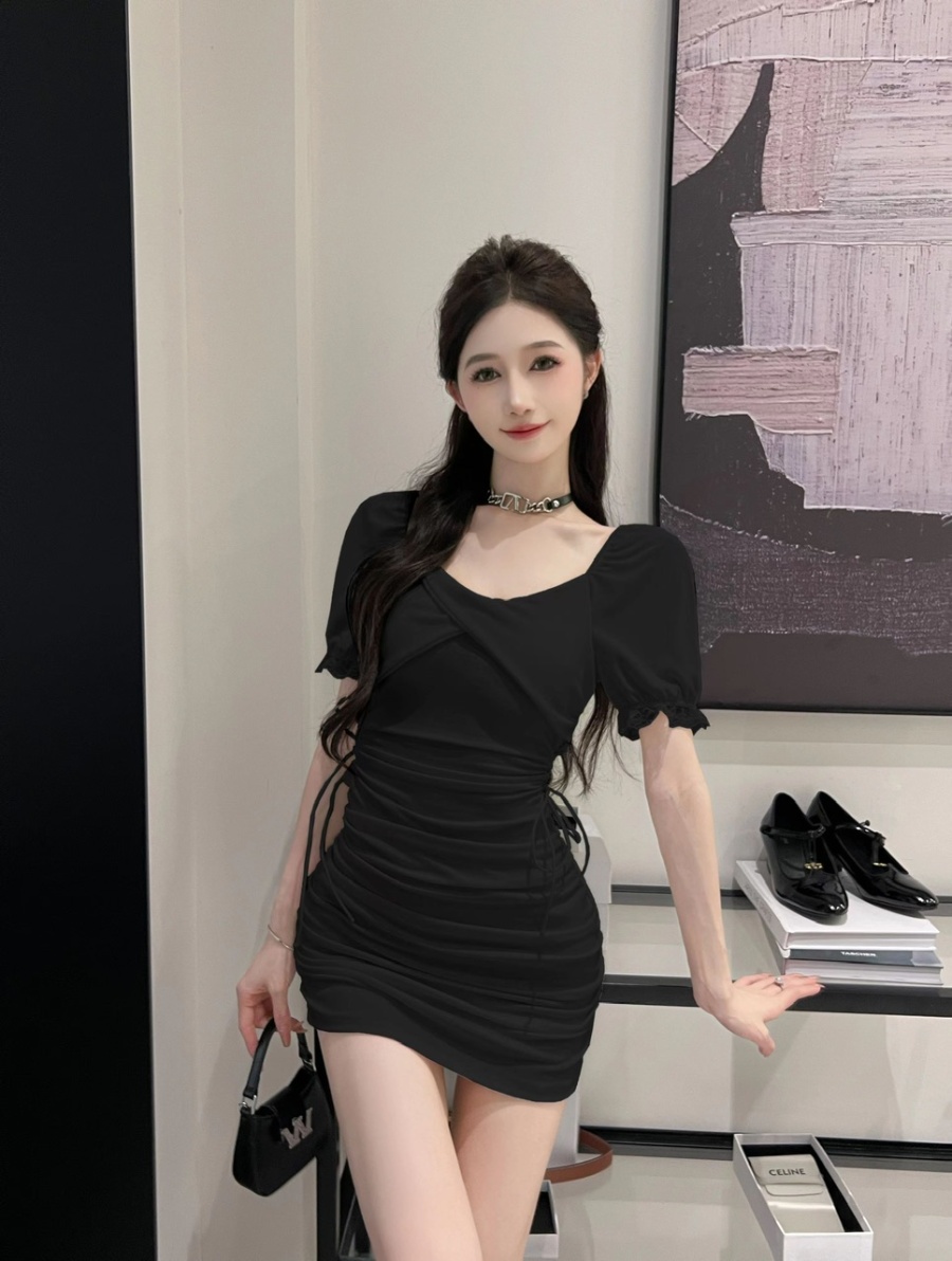 Tender temperament dress puff sleeve T-back for women