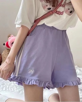 Embroidered wide leg summer sports loose shorts for women