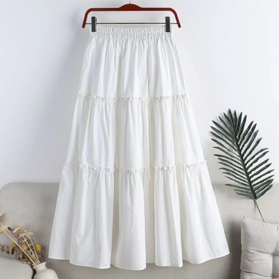 High waist slim wood ear long skirt for women
