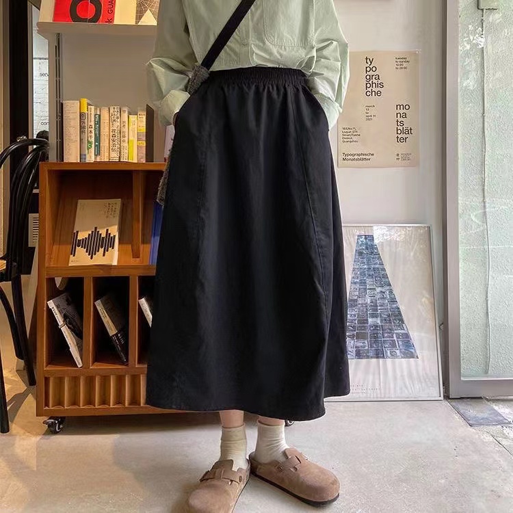 Lantern all-match Japanese style elastic waist slim skirt