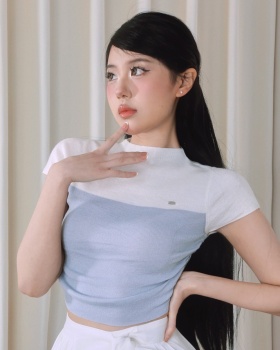 Pleated ballet wool skirt maiden double short sleeve tops
