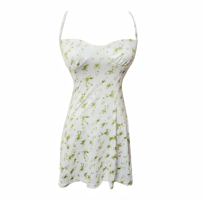 Sling low-cut T-back floral dress for women
