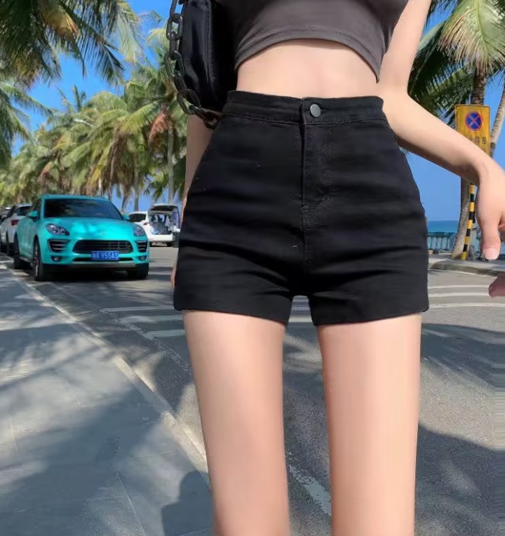 Summer black shorts tight slim short jeans for women