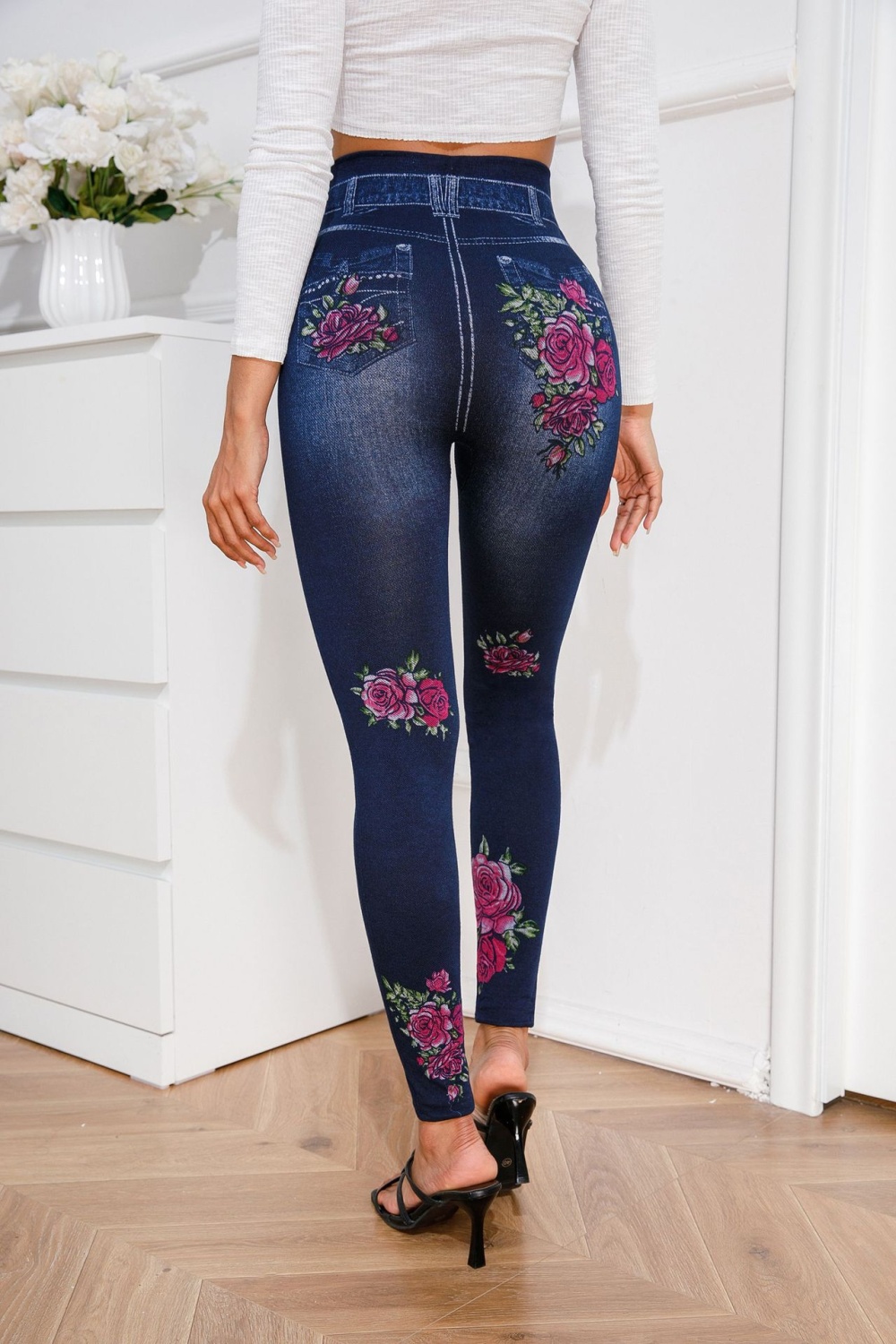 Sexy printing tight Casual holes jeans for women