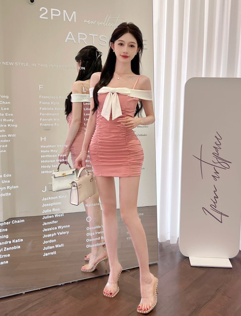 Package hip sexy fold slim strapless dress