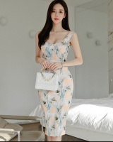 Floral slim sleeveless dress fashion printing dress