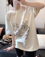 Pure cotton graffiti T-shirt kitty tops for women