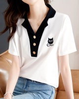 White summer short sleeve T-shirt kitty college style retro tops